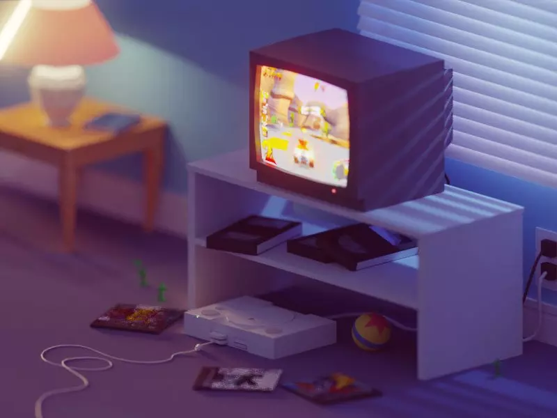 tv playstation isometric illustration