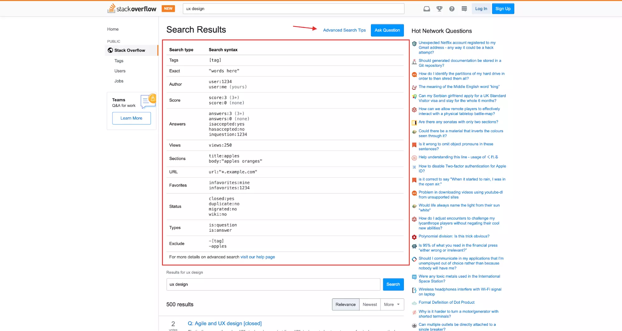 search ui design