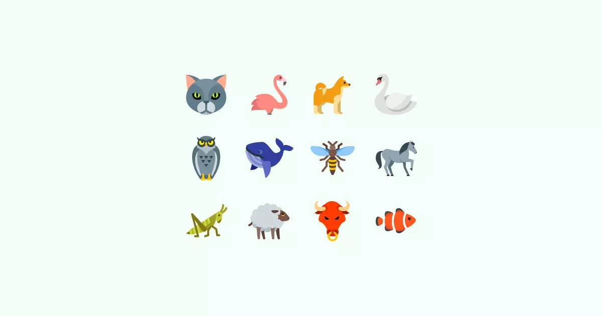 color animal clipart icons