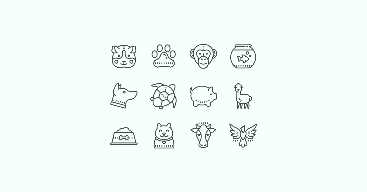 cute-outline animal clipart icons