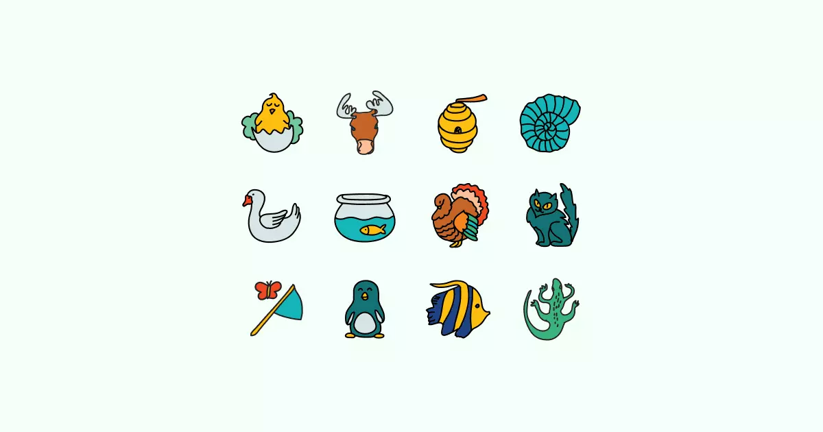 doodle animal clipart icons