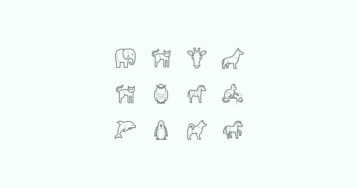 dotted animal clipart icons
