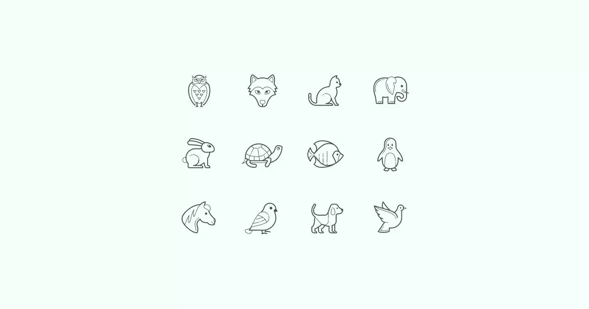 hand-drawn animal clipart icons