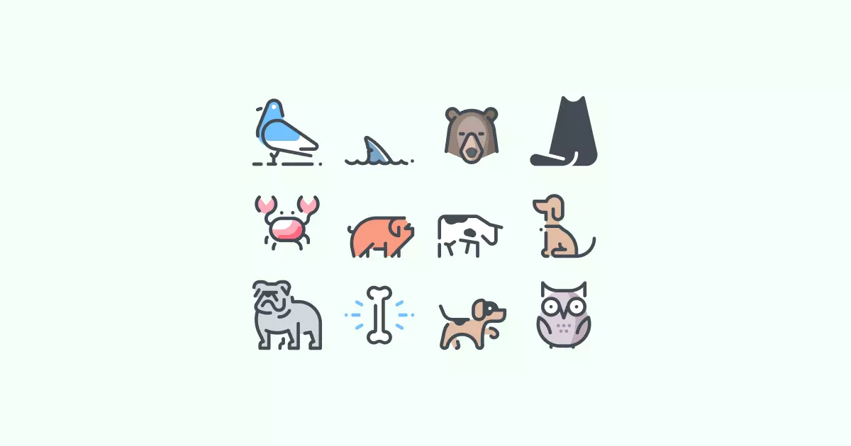 pastel animal clipart icons