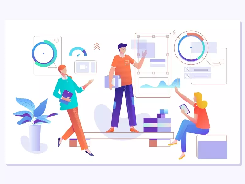 teamwork digital illustration